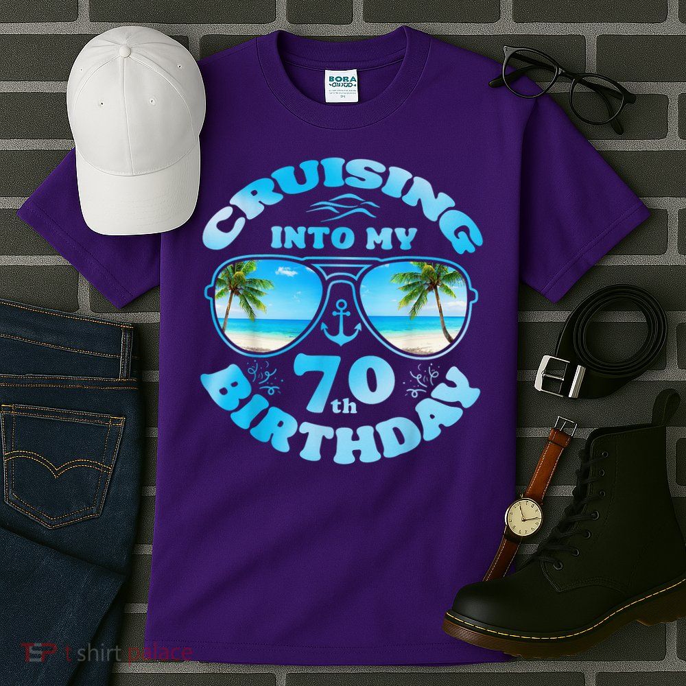 Cruising Into My 70th Birthday-Matching 70th Birthday Cruise Tall T-Shirt