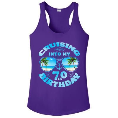 Cruising Into My 70th Birthday-Matching 70th Birthday Cruise Ladies PosiCharge Competitor Racerback Tank