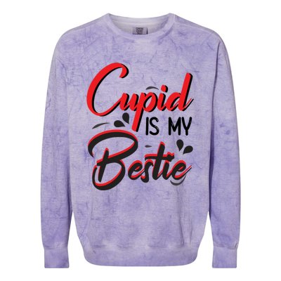 Cupid Is My Bestie Cupid Valentine's Day Costume Funny Gift Colorblast Crewneck Sweatshirt