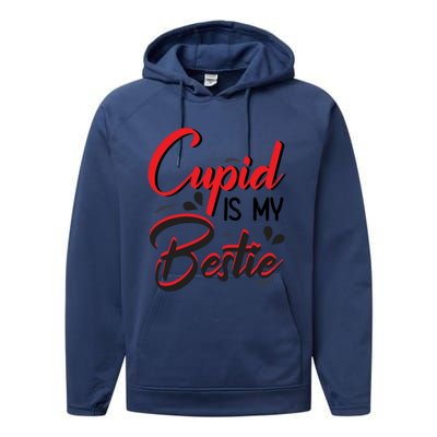 Cupid Is My Bestie Cupid Valentine's Day Costume Funny Gift Performance Fleece Hoodie