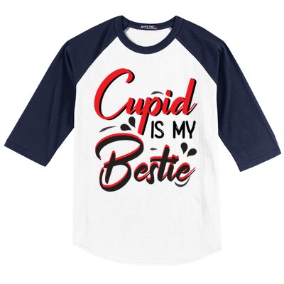 Cupid Is My Bestie Cupid Valentine's Day Costume Funny Gift Baseball Sleeve Shirt