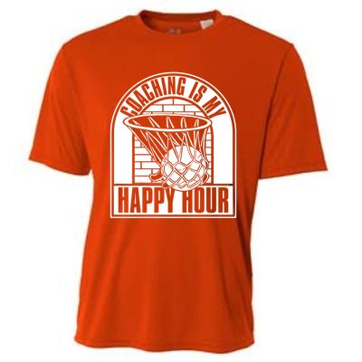 Coaching Is My Happy Hour Meaningful Gift Trainer Basketball Coach Great Gift Cooling Performance Crew T-Shirt