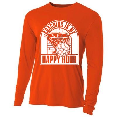 Coaching Is My Happy Hour Meaningful Gift Trainer Basketball Coach Great Gift Cooling Performance Long Sleeve Crew