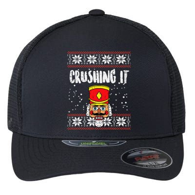 Crushing It Nutcracker Ugly Christmas Xmas Flexfit Unipanel Trucker Cap