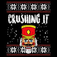 Crushing It Nutcracker Ugly Christmas Xmas Flat Bill Trucker Hat
