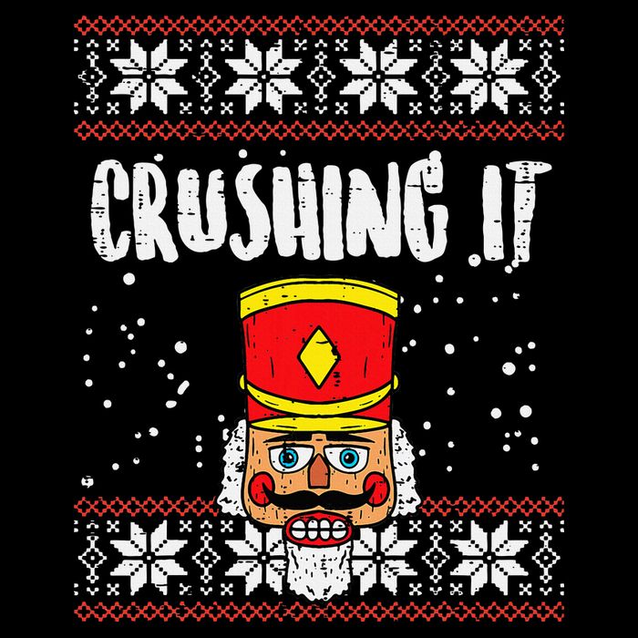 Crushing It Nutcracker Ugly Christmas Xmas Flat Bill Trucker Hat