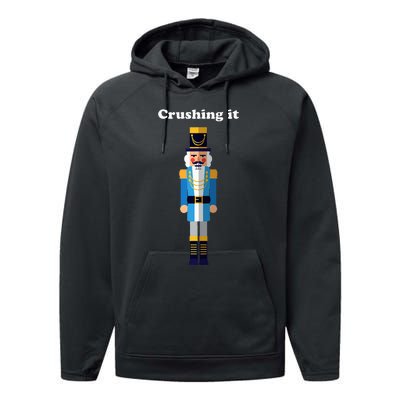 Crushing It Nutcracker Christmas Ugly Sweater Winner Performance Fleece Hoodie