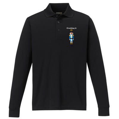 Crushing It Nutcracker Christmas Ugly Sweater Winner Performance Long Sleeve Polo