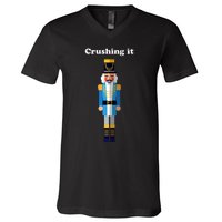 Crushing It Nutcracker Christmas Ugly Sweater Winner V-Neck T-Shirt