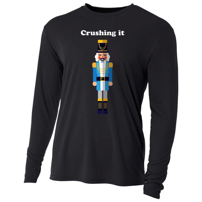 Crushing It Nutcracker Christmas Ugly Sweater Winner Cooling Performance Long Sleeve Crew