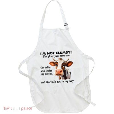 Cow IM Not Clumsy The Floor Just Hates Me The Table Full-Length Apron With Pockets