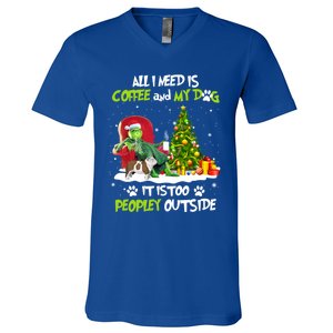 Christmas I Need Is Coffee And My English Bulldog Dog Xmas Cute Gift V-Neck T-Shirt