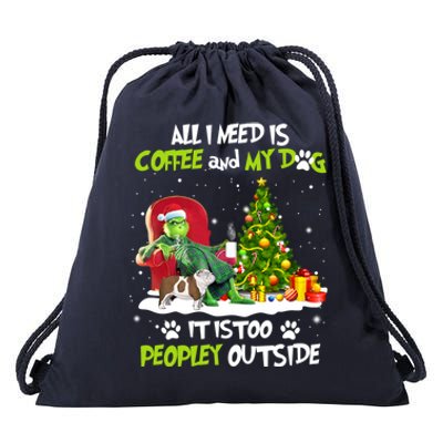 Christmas I Need Is Coffee And My English Bulldog Dog Xmas Cute Gift Drawstring Bag