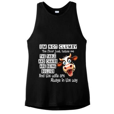 Cow IM Not Clumsy The Floor Just Hates Me The Table Ladies PosiCharge Tri-Blend Wicking Tank
