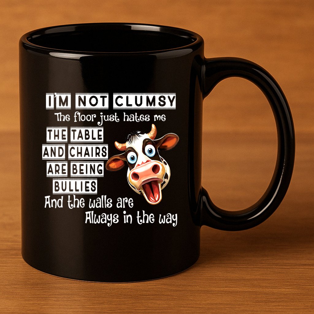 Cow IM Not Clumsy The Floor Just Hates Me The Table 11oz C Handle Ceramic Mug