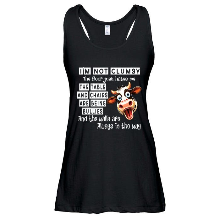 Cow IM Not Clumsy The Floor Just Hates Me The Table Ladies Essential Flowy Tank