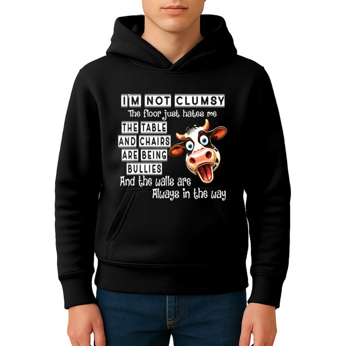 Cow IM Not Clumsy The Floor Just Hates Me The Table Kids Hoodie