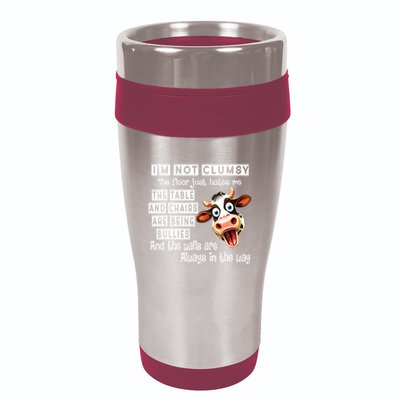 Cow IM Not Clumsy The Floor Just Hates Me The Table 16oz Travel Tumbler