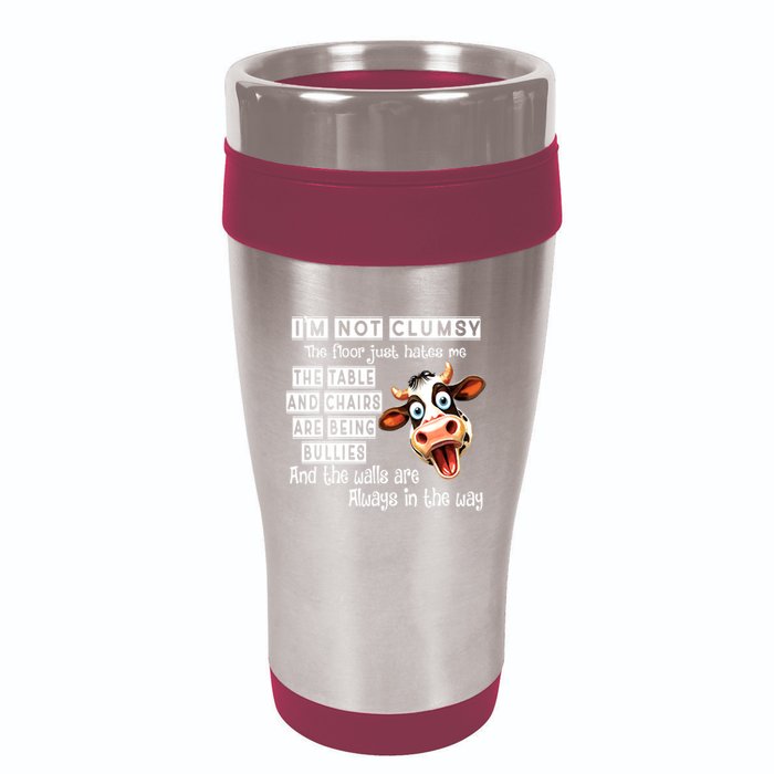 Cow IM Not Clumsy The Floor Just Hates Me The Table 16oz Travel Tumbler
