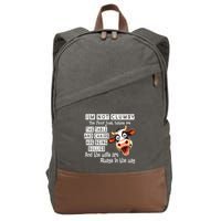 Cow IM Not Clumsy The Floor Just Hates Me The Table Cotton Canvas Backpack