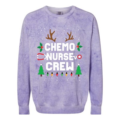 Chemo Infusion Nurse Cute Christmas Gnomes Oncology Nurse Long Sleeve Colorblast Crewneck Sweatshirt