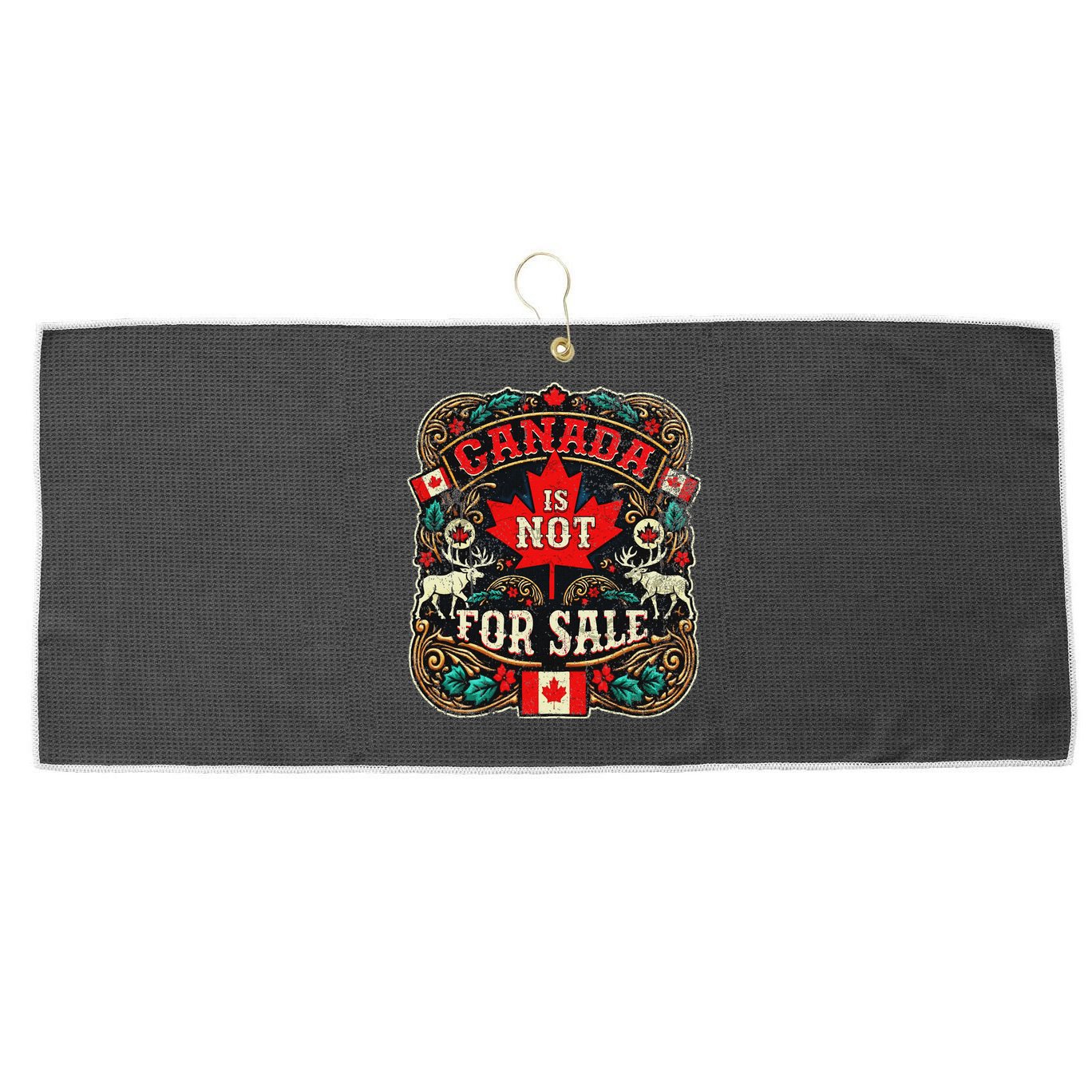 Canada Is Not For Sale Est. 1867 Proud Canadian Large Microfiber Waffle Golf Towel