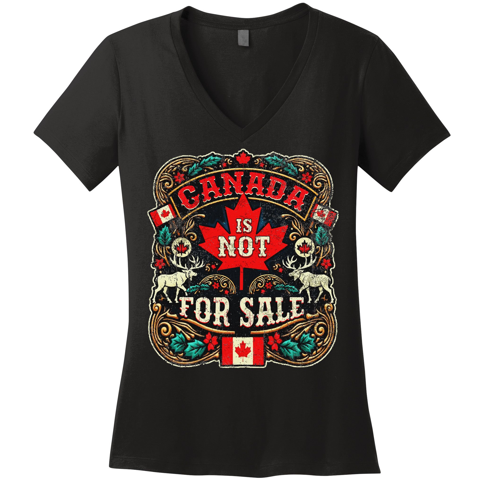 Canada Is Not For Sale Est. 1867 Proud Canadian Women's V-Neck T-Shirt