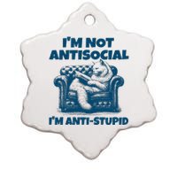 Cat Im Not Antisocial Im Anti Stupid Blue Ceramic Star Ornament