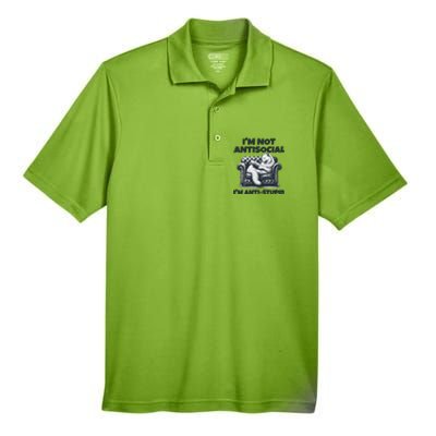 Cat Im Not Antisocial Im Anti Stupid Bw Men's Origin Performance Pique Polo