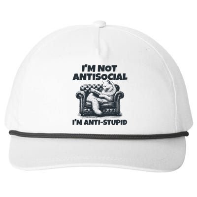 Cat Im Not Antisocial Im Anti Stupid Bw Snapback Five-Panel Rope Hat