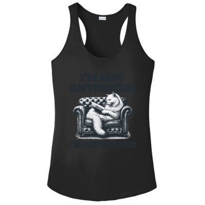 Cat Im Not Antisocial Im Anti Stupid Bw Ladies PosiCharge Competitor Racerback Tank