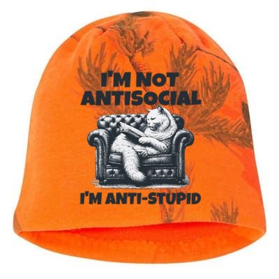 Cat Im Not Antisocial Im Anti Stupid Bw Kati - Camo Knit Beanie