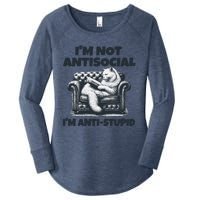 Cat Im Not Antisocial Im Anti Stupid Bw Women's Perfect Tri Tunic Long Sleeve Shirt