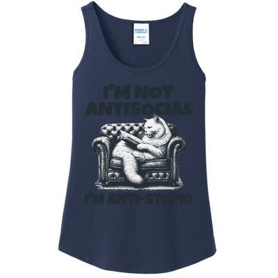 Cat Im Not Antisocial Im Anti Stupid Bw Ladies Essential Tank