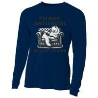 Cat Im Not Antisocial Im Anti Stupid Bw Cooling Performance Long Sleeve Crew