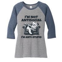 Cat Im Not Antisocial Im Anti Stupid Bw Women's Tri-Blend 3/4-Sleeve Raglan Shirt