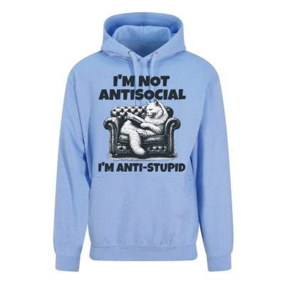 Cat Im Not Antisocial Im Anti Stupid Bw Unisex Surf Hoodie