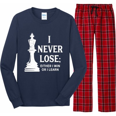 Chess I Never Lose Either I Win Or I Learn Chess Player Long Sleeve Pajama Set