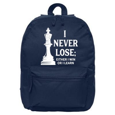 Chess I Never Lose Either I Win Or I Learn Chess Player 16 in Basic Backpack