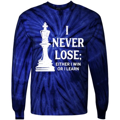 Chess I Never Lose Either I Win Or I Learn Chess Player Tie-Dye Long Sleeve Shirt