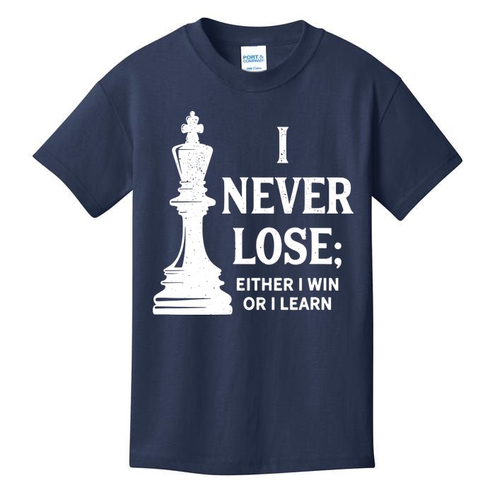 Chess I Never Lose Either I Win Or I Learn Chess Player Kids T-Shirt