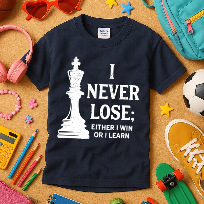 Chess I Never Lose Either I Win Or I Learn Chess Player Kids T-Shirt