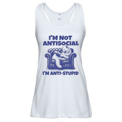 Cute Im Not Anti Social Im Anti Stupid Ladies Essential Flowy Tank