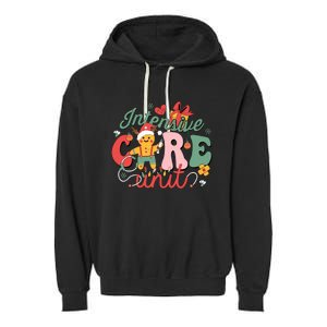 Christmas Icu Nurse Hospital Gingerbread Intensive Care Unit Garment-Dyed Fleece Hoodie