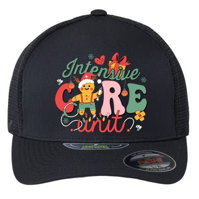 Christmas Icu Nurse Hospital Gingerbread Intensive Care Unit Flexfit Unipanel Trucker Cap