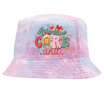 Christmas Icu Nurse Hospital Gingerbread Intensive Care Unit Tie-Dyed Bucket Hat