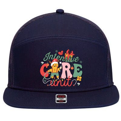 Christmas Icu Nurse Hospital Gingerbread Intensive Care Unit 7 Panel Mesh Trucker Snapback Hat