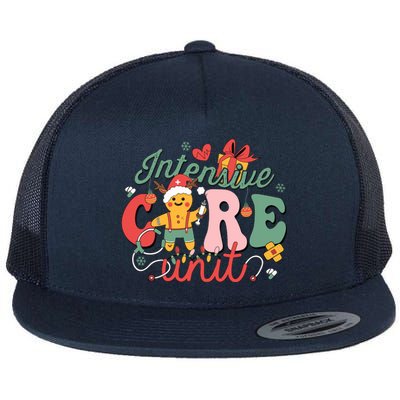 Christmas Icu Nurse Hospital Gingerbread Intensive Care Unit Flat Bill Trucker Hat