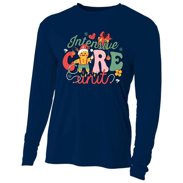 Christmas Icu Nurse Hospital Gingerbread Intensive Care Unit Cooling Performance Long Sleeve Crew