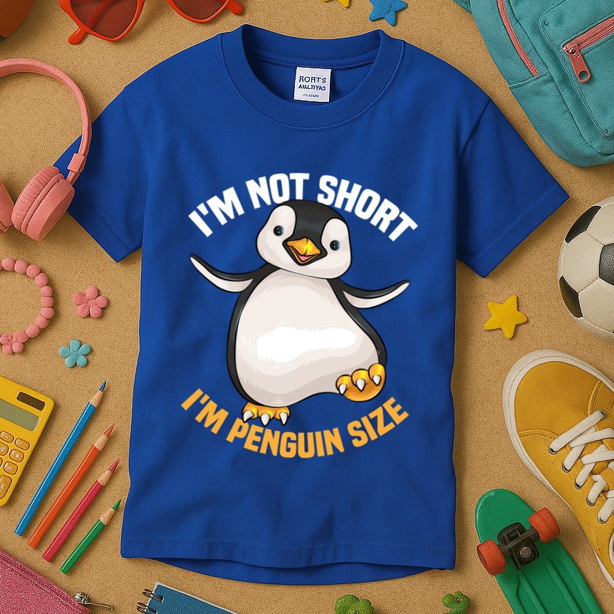 Cool IM Not Short IM Penguin Size Funny Animal Fans Gift Meaningful Gift Kids T-Shirt